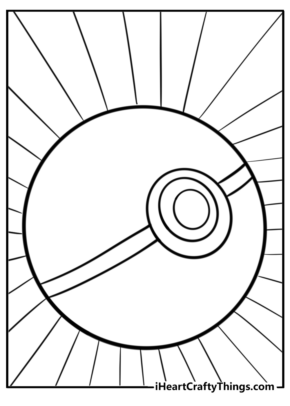 Pokeball glowing with magic fun printable coloring sheet