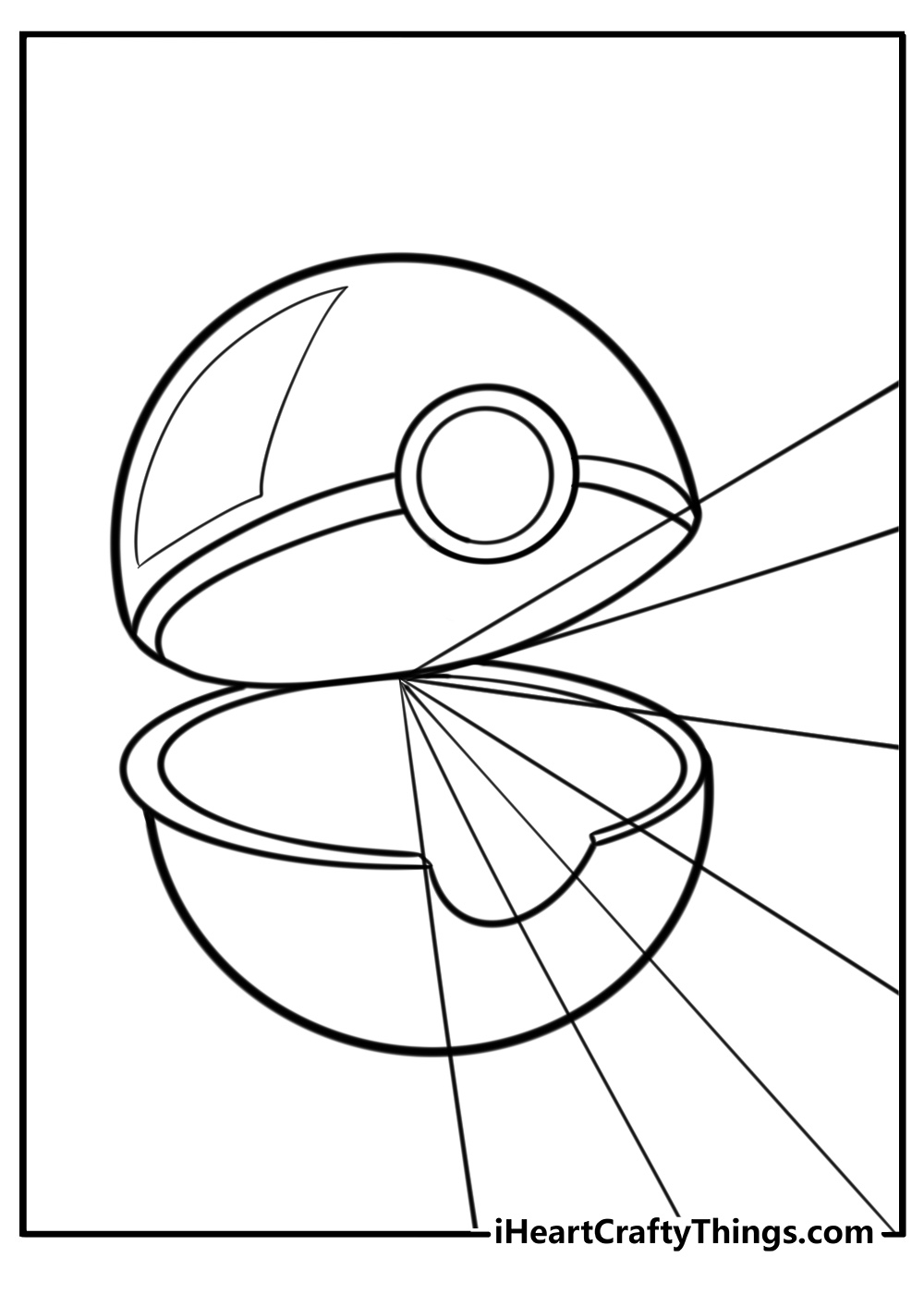 Pokeball opening with light detailed coloring sheet