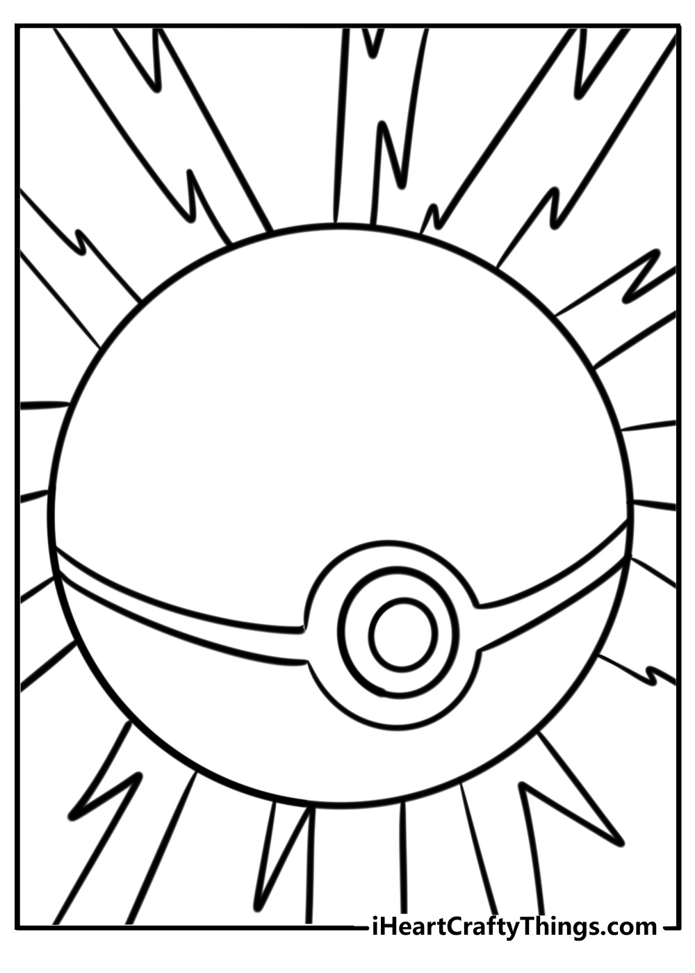 Pokeball with energy aura free coloring page pdf