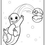 Pokeball with pokemon popping out coloring page for kids