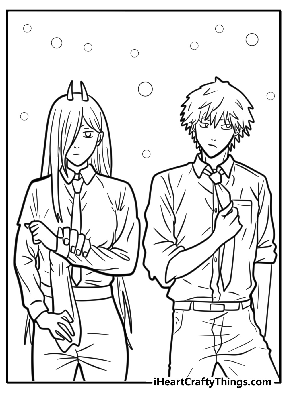 Power and denji side by side detailed coloring sheet