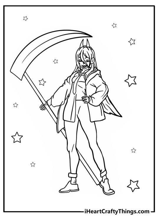 Power holding her weapon free coloring page pdf