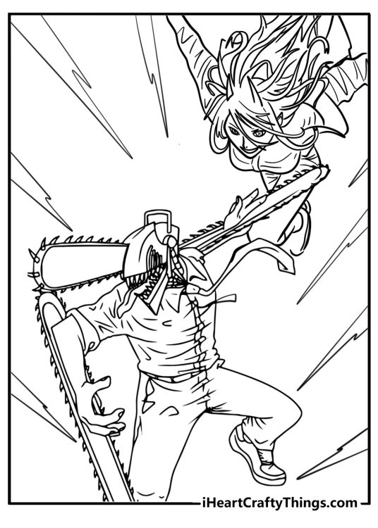 Power running with denji fun coloring sheet