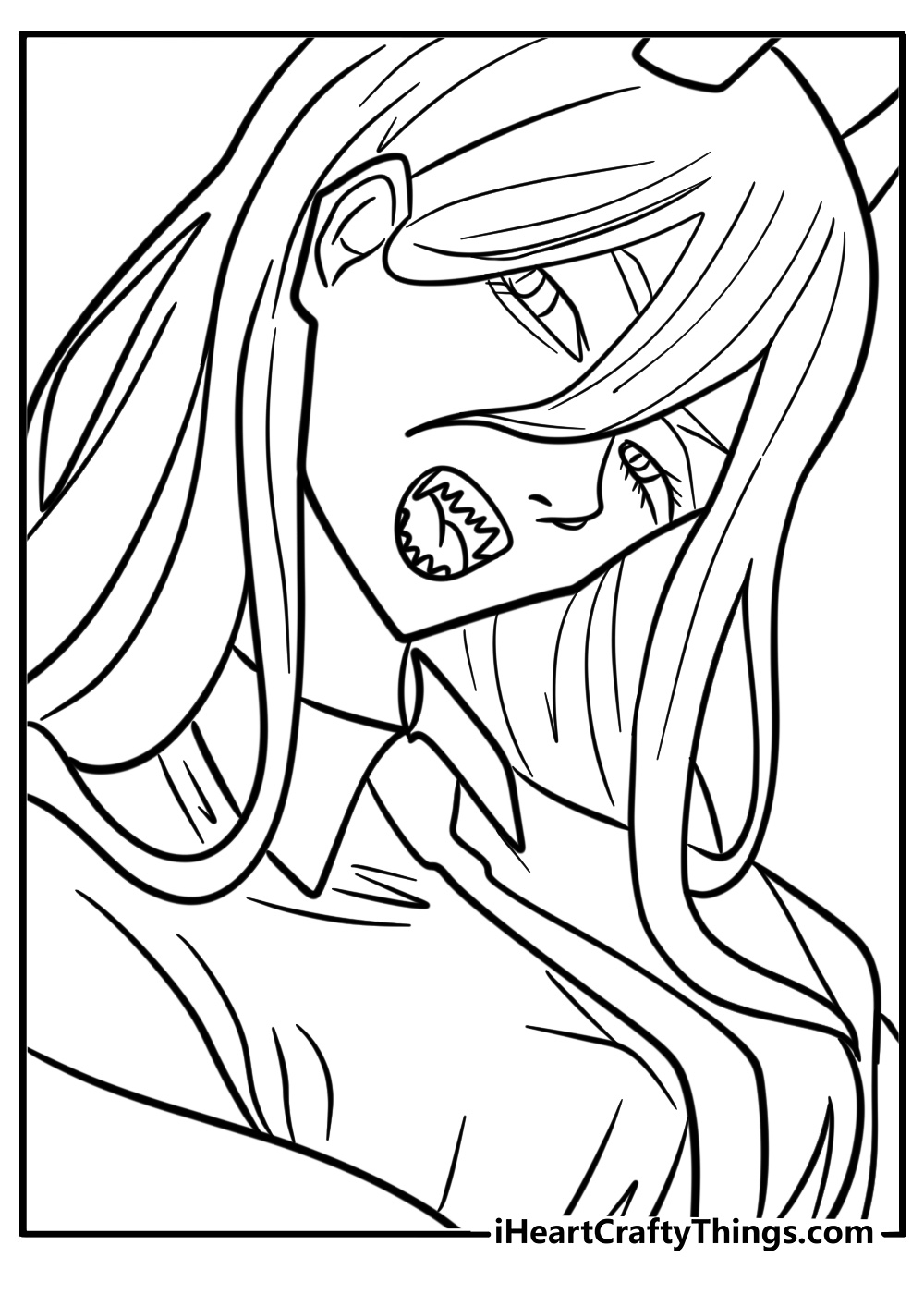 Power showing her sharp teeth fun coloring sheet