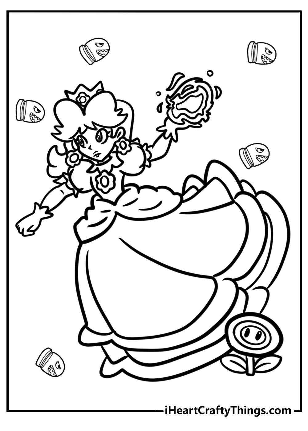 Princess daisy and her flower power detailed coloring sheet