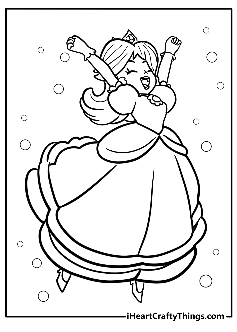 Princess daisy cheering in a victory pose printable coloring page