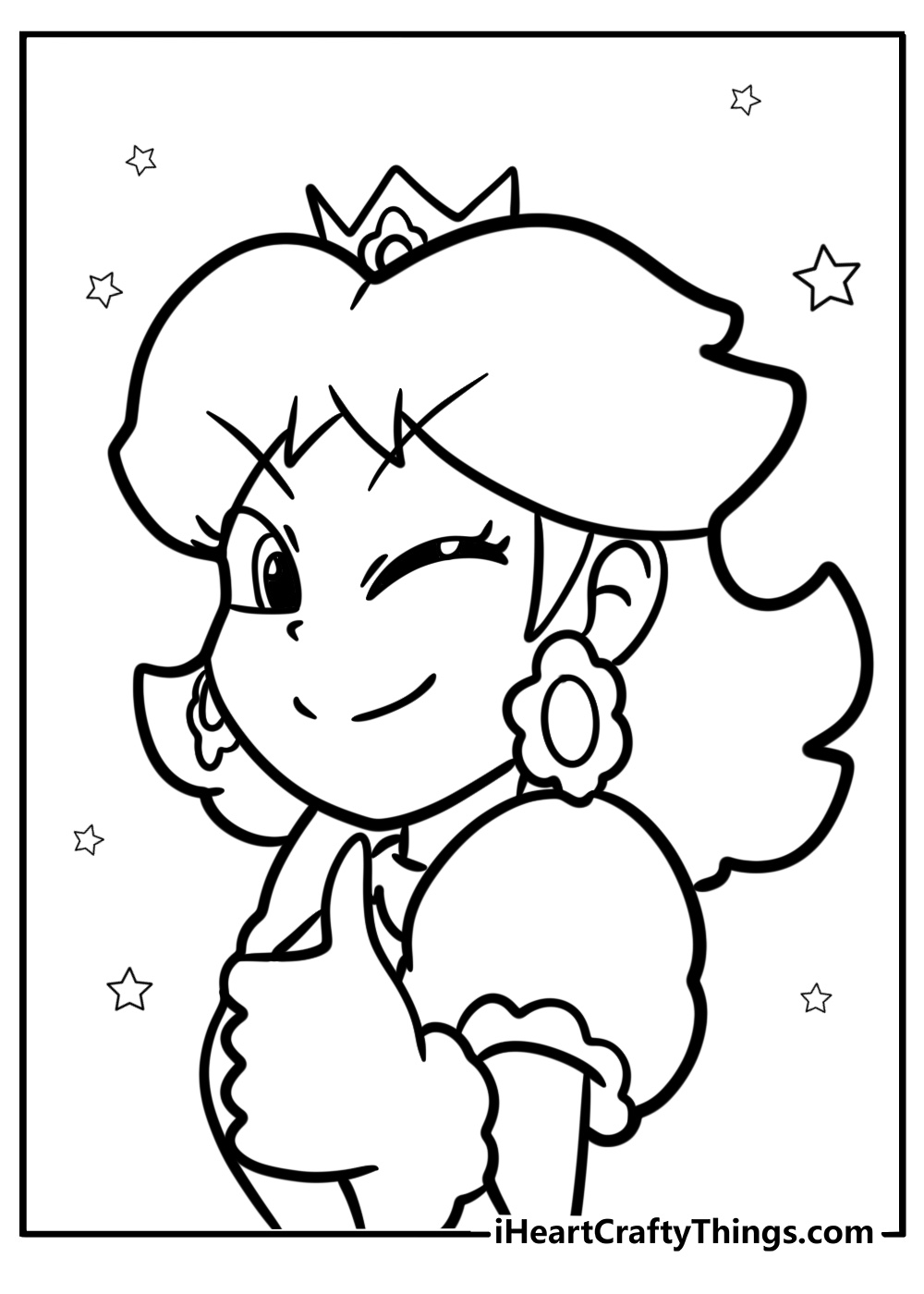 Princess daisy giving a thumbs up fun printable coloring sheet