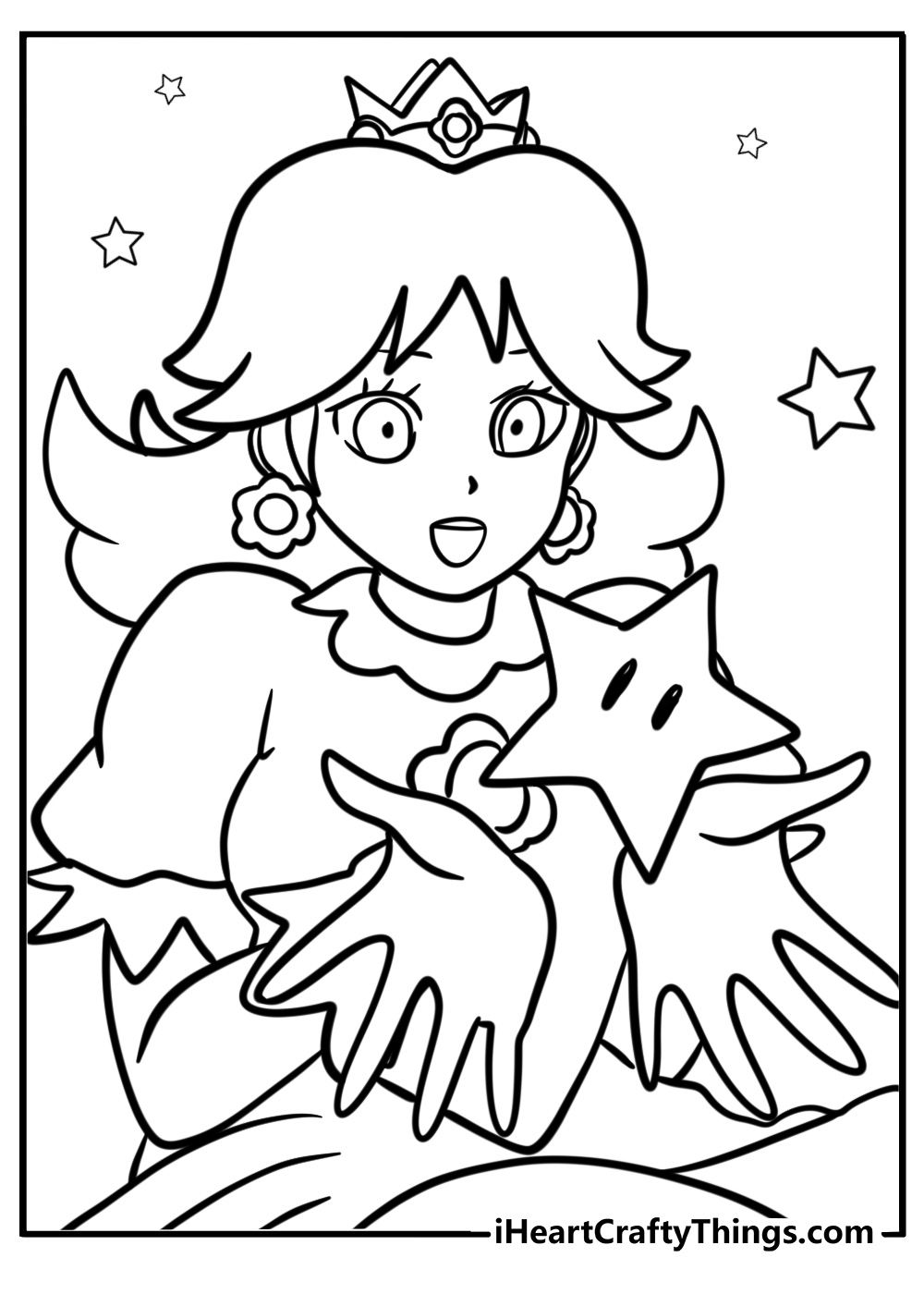 Princess daisy holding a star coloring page