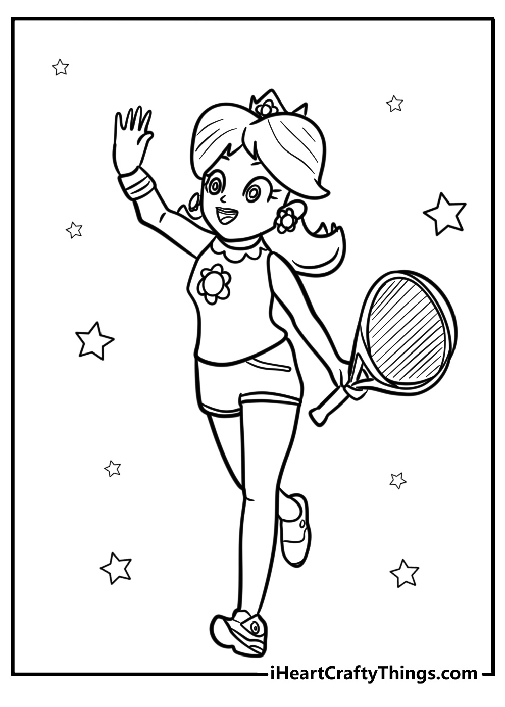 Princess daisy playing tennis free coloring page pdf