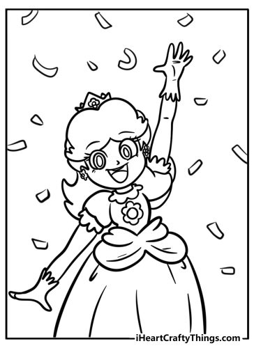 Princess daisy ready for a party fun coloring sheet