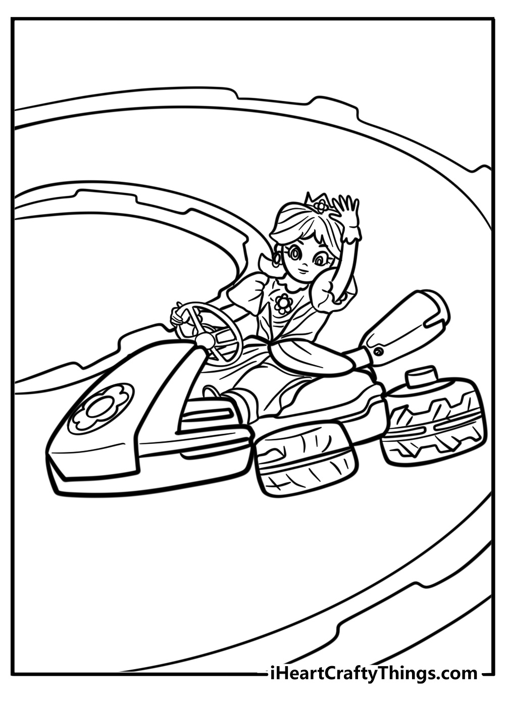 Princess daisy ready for a race free printable coloring page