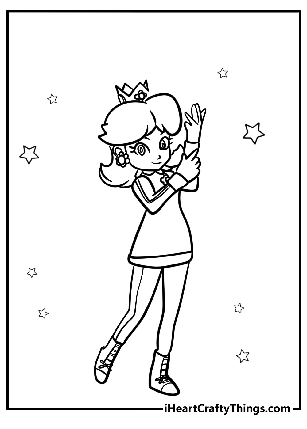 Princess daisy ready for an adventure detailed coloring sheet