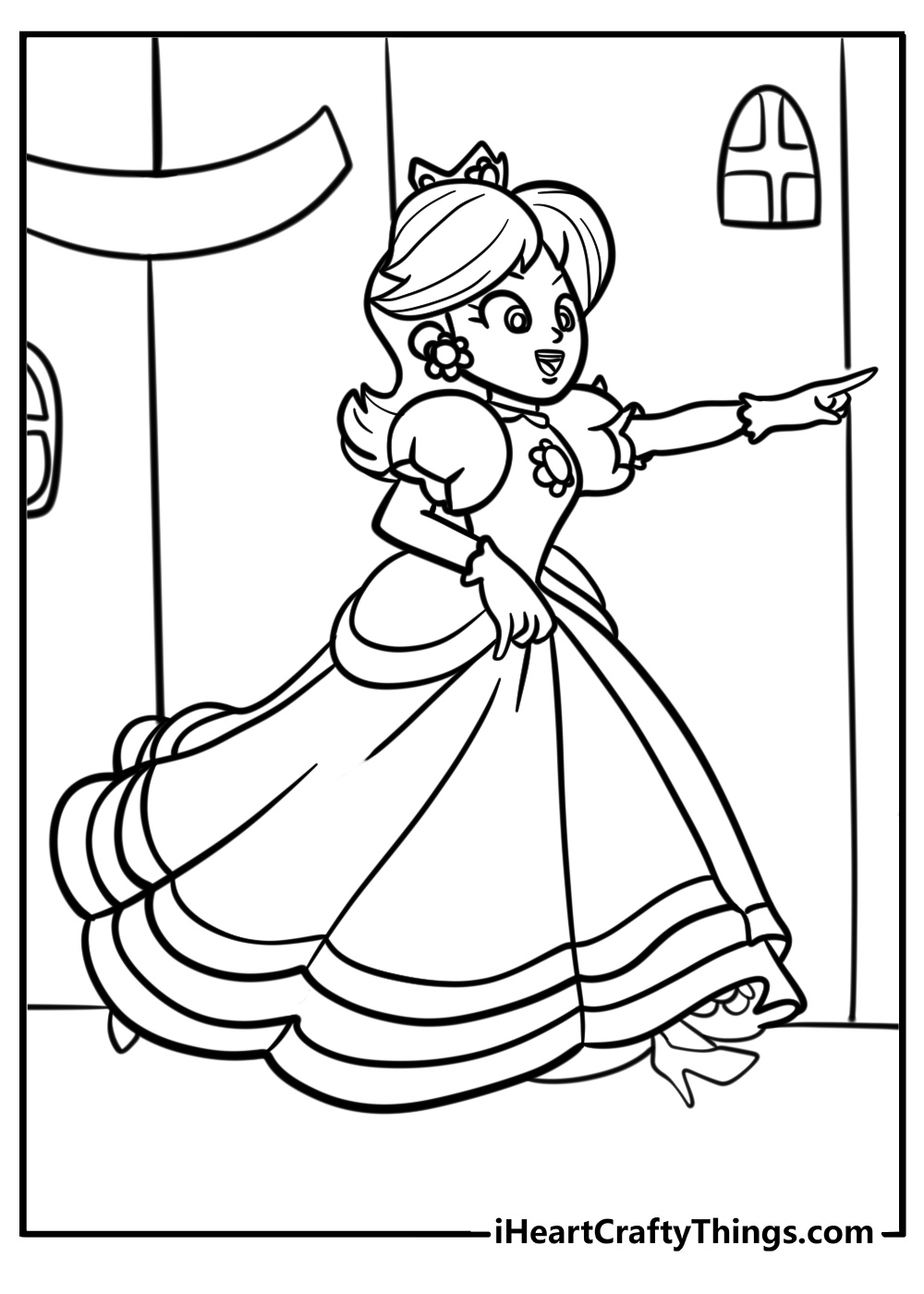 Princess daisy running in sarasaland coloring page