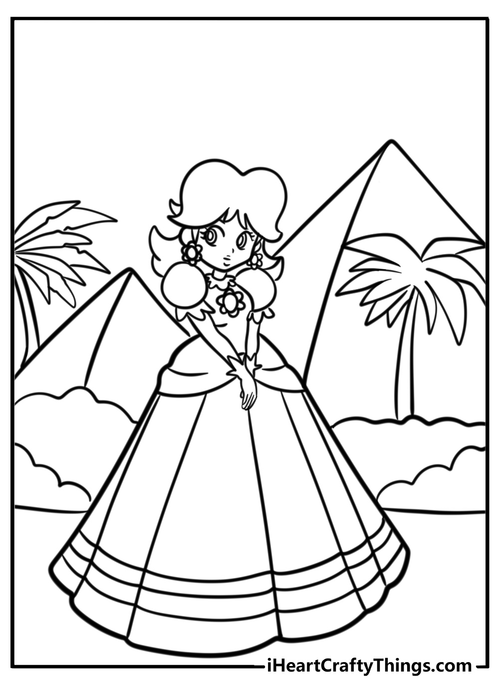 Princess daisy standing in sarasaland free coloring page pdf