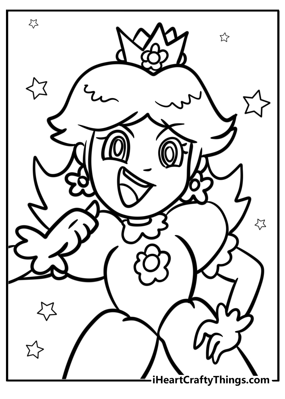 Princess daisy with a big smile fun coloring sheet