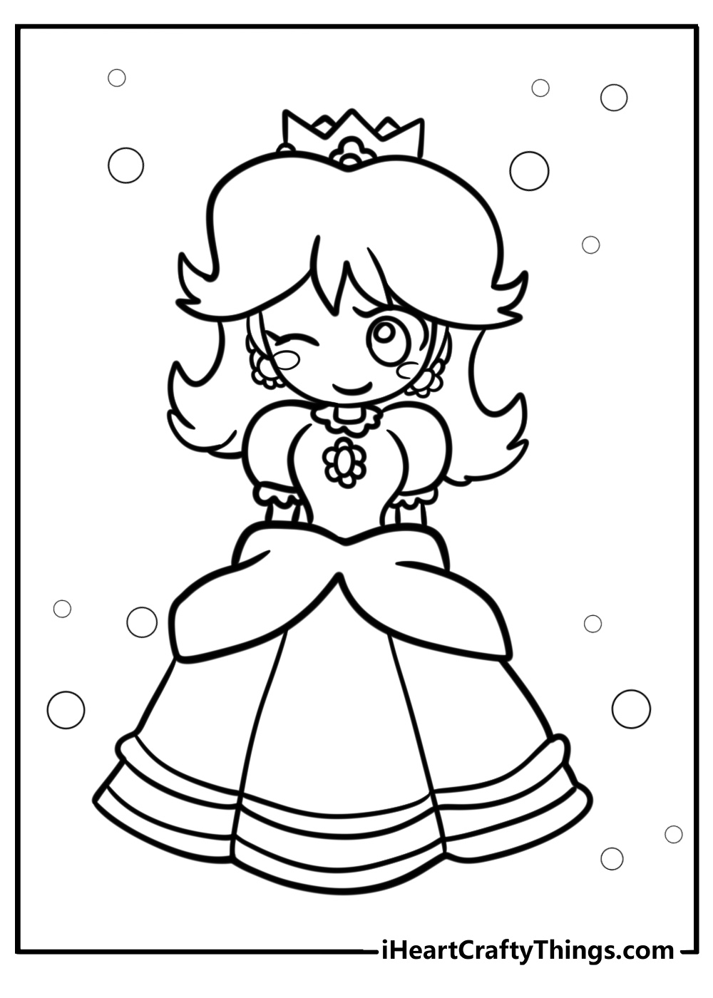 Princess daisy with a crown fun printable coloring sheet