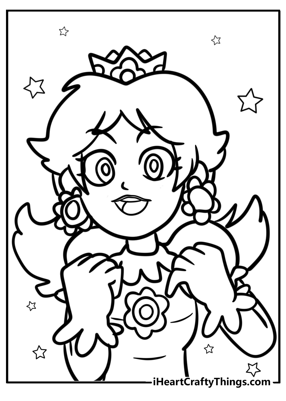 Princess daisy with her iconic flower emblem fun coloring sheet