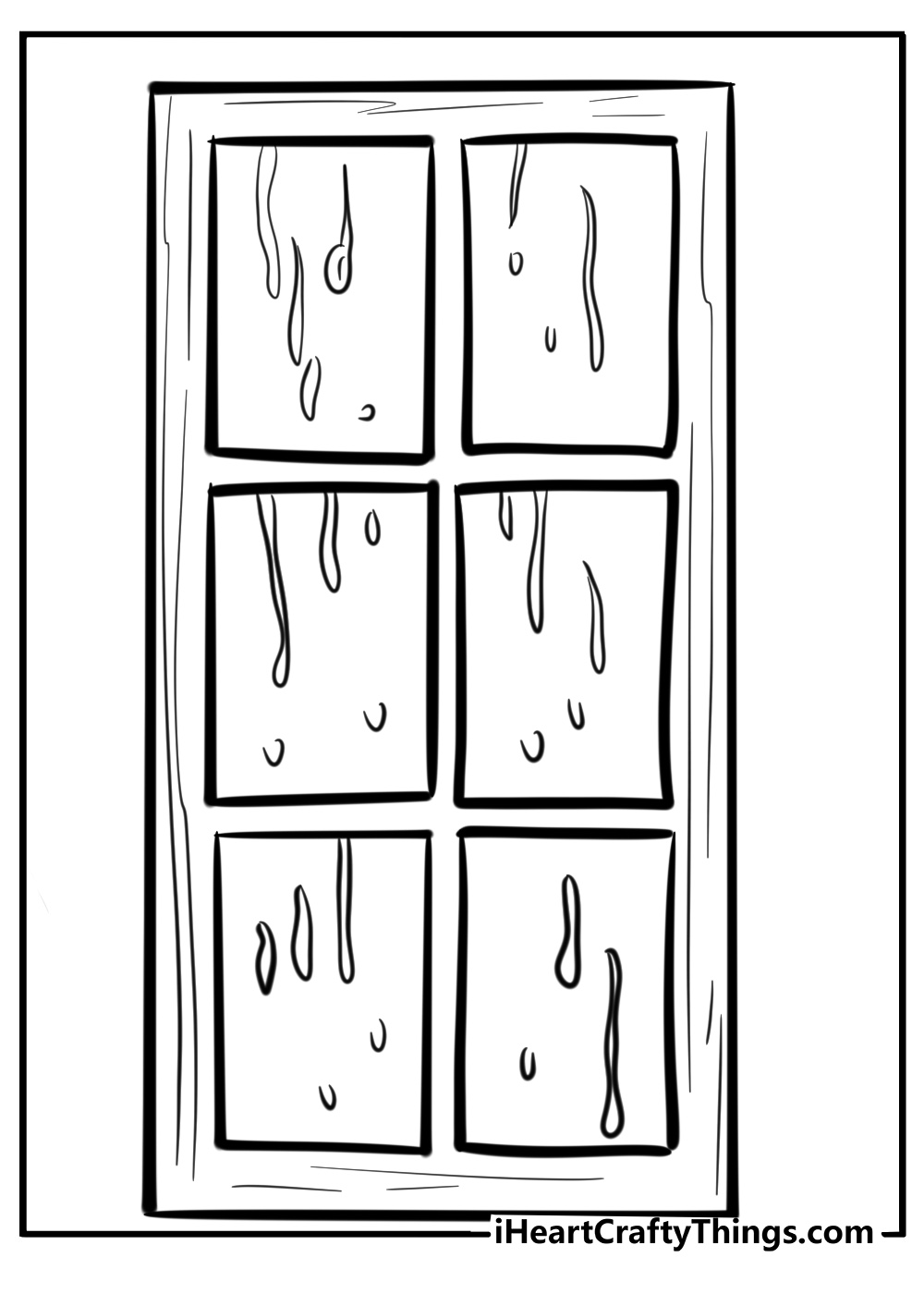 Raindrops hitting window free coloring page pdf