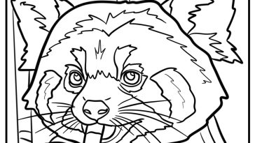 Red panda eating bamboo detailed coloring sheet