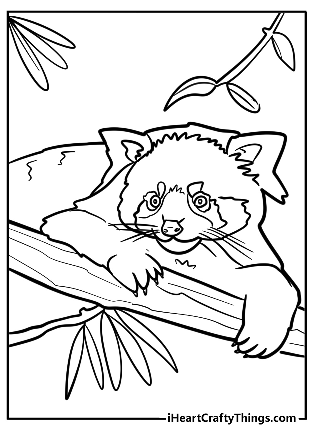 Red panda with a curious expression fun coloring sheet