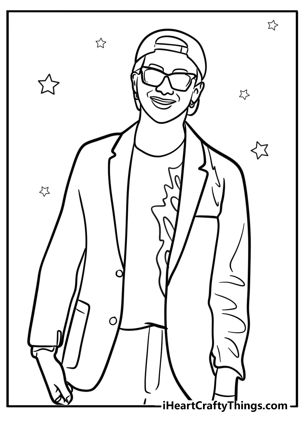 RM in a stylish outfit detailed BTS coloring sheet