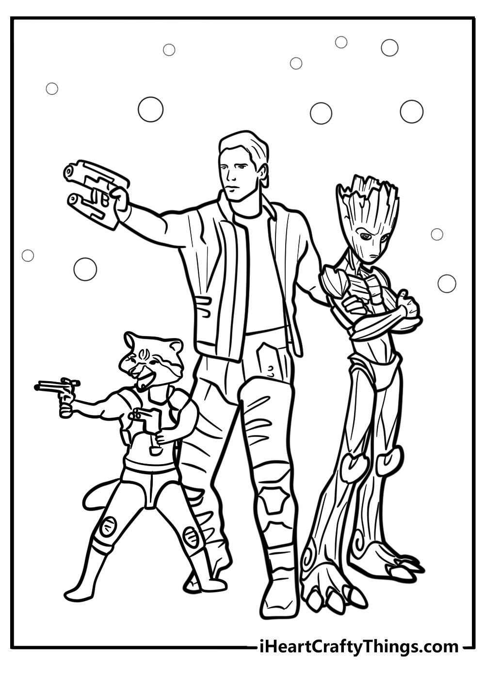 Rocket star lord and groot together free coloring page pdf