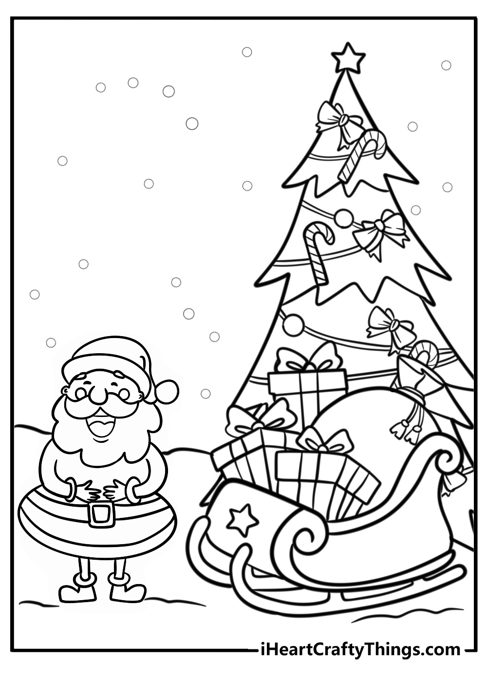 Santa in his sleigh on christmas eve coloring page