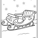 Santa's sleigh decorated with bells fun printable coloring sheet