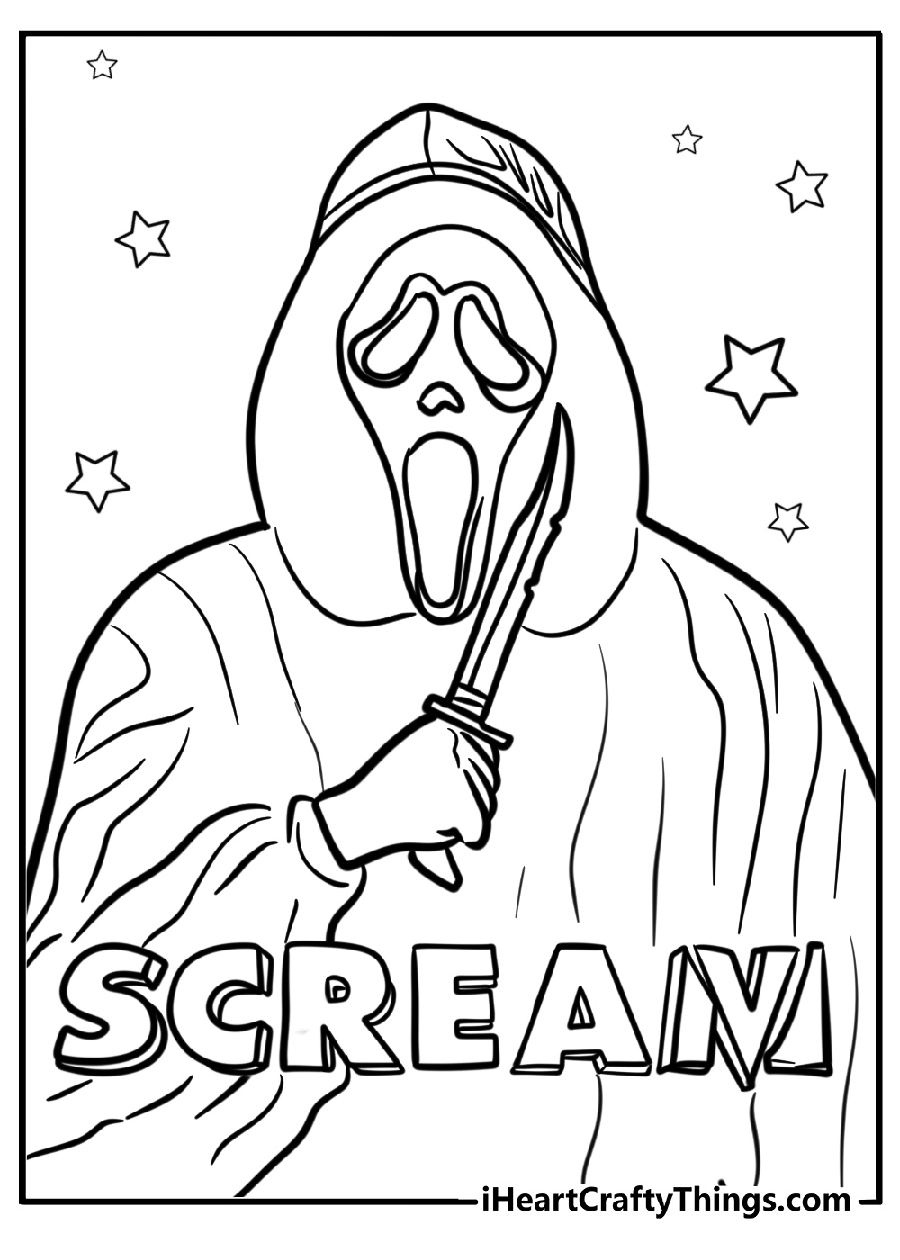 Scream movie logo detailed coloring sheet