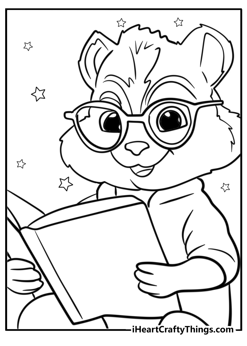 Simon reading a book coloring page