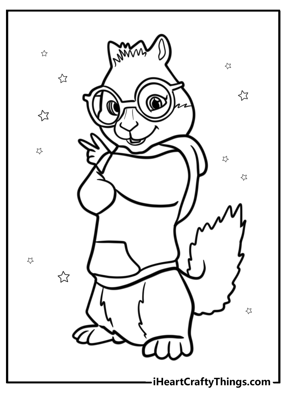 Simon with his glasses printable coloring page