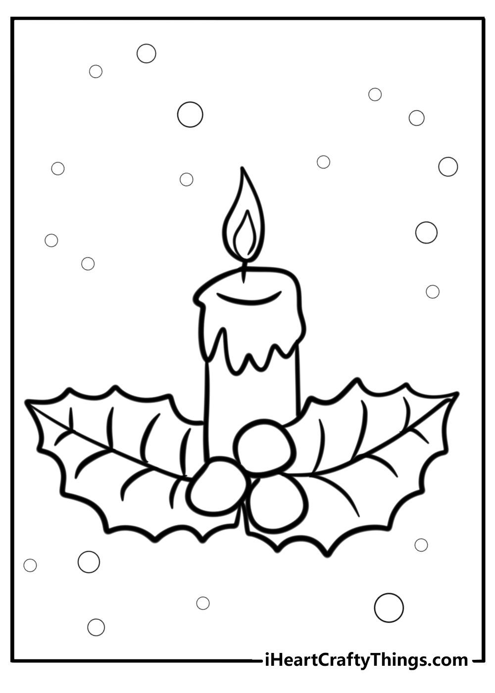 Simple christmas candle with flame detailed coloring sheet