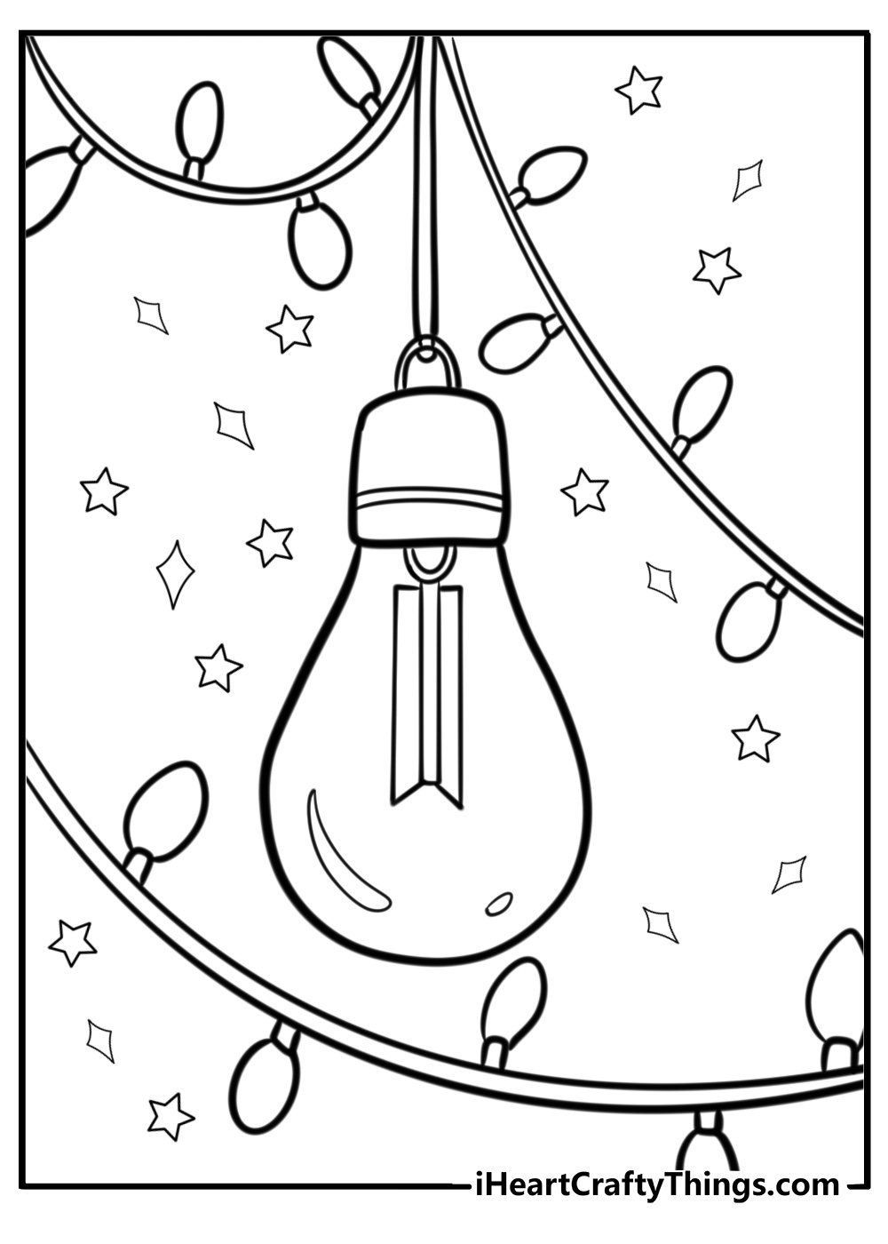 Simple christmas lights with sparkles coloring sheet