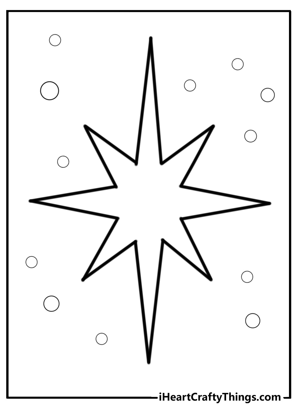 Simple christmas star coloring page for kids