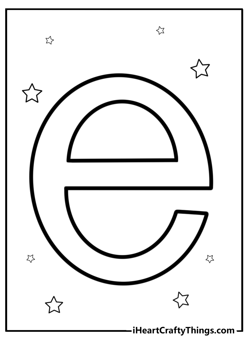 Simple lowercase letter e fun printable coloring sheet