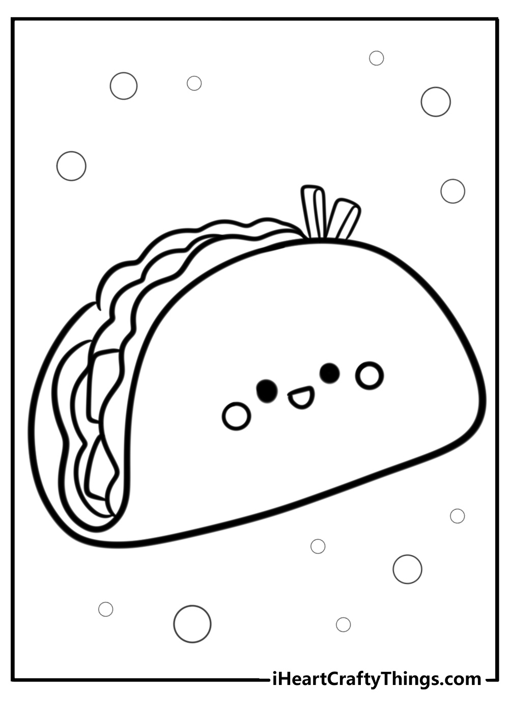 Smiling taco cartoon free coloring page