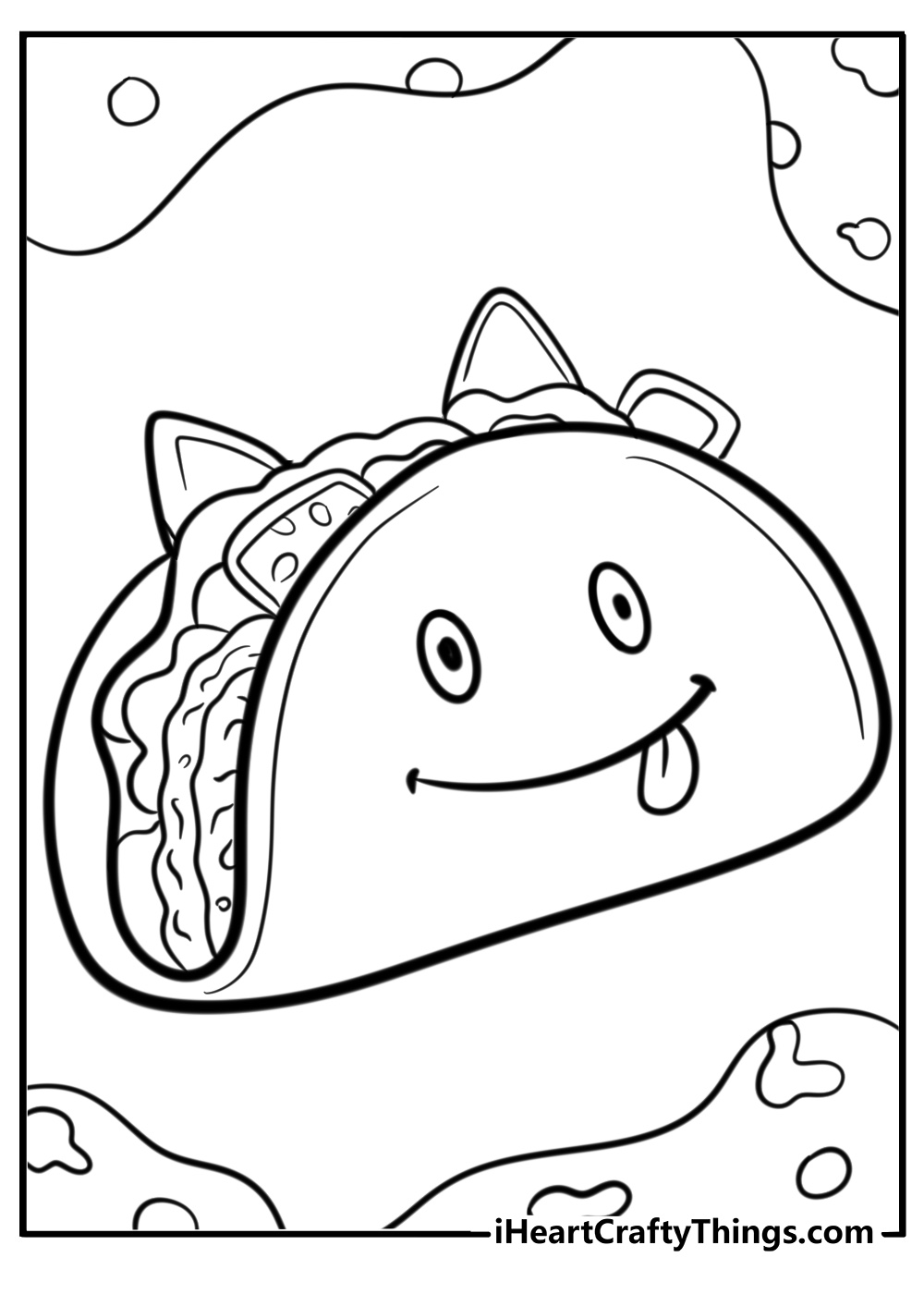 Smiling taco fun coloring sheet for kids