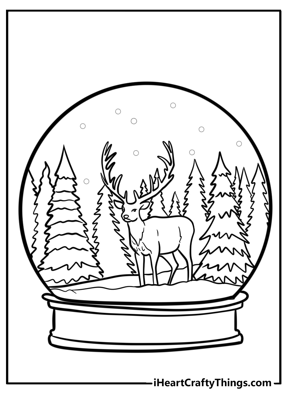 Snowglobe featuring a reindeer coloring page