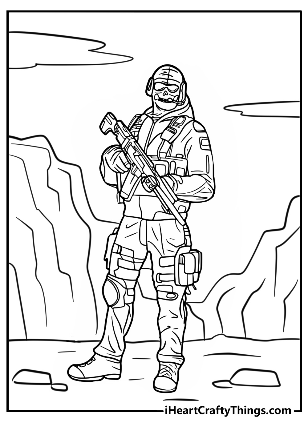 Special forces soldier in tactical gear printable coloring page