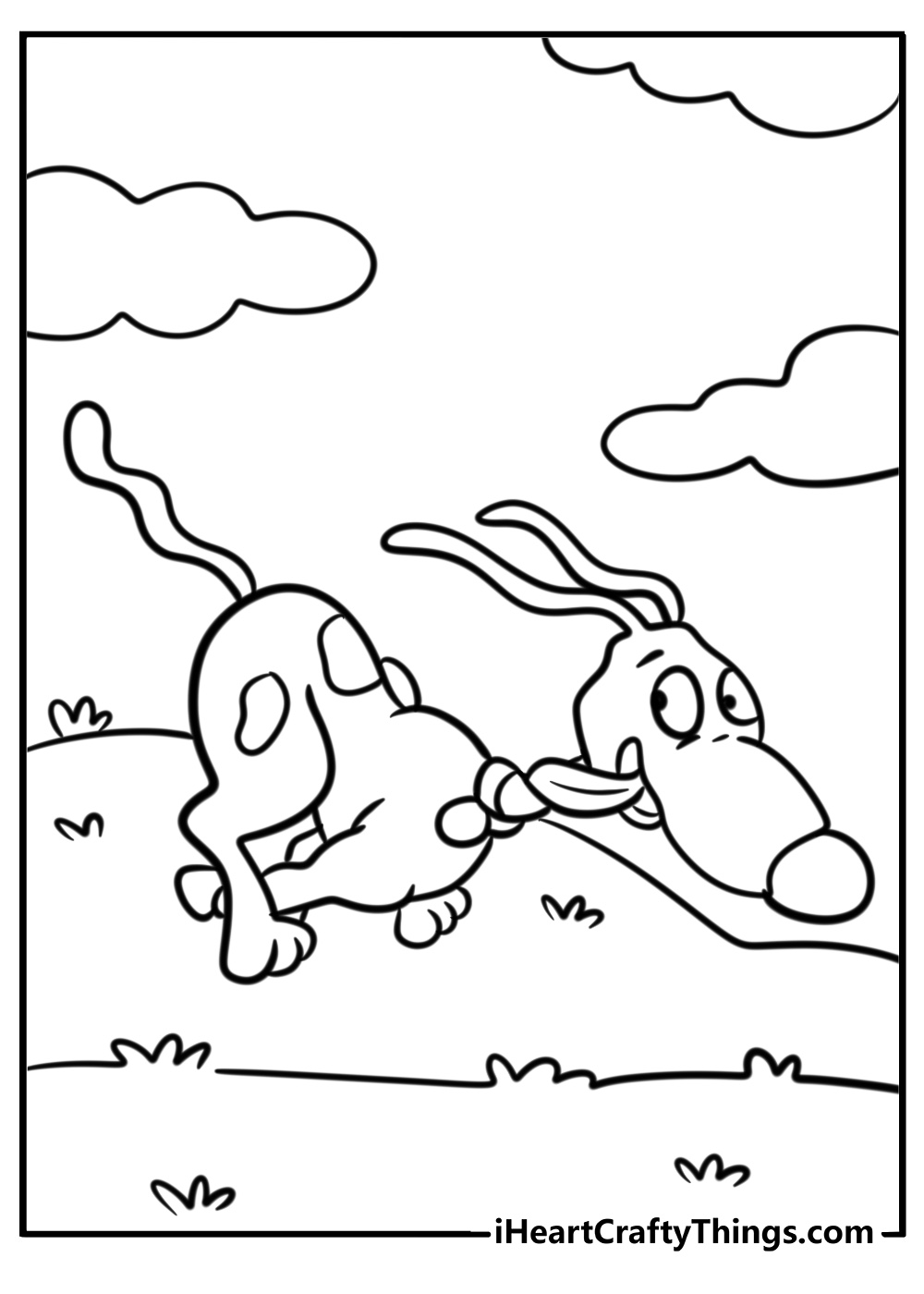 Spike running after the babies fun printable coloring sheet