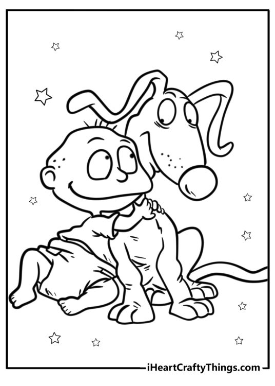 Spike the dog with the rugrats detailed coloring sheet