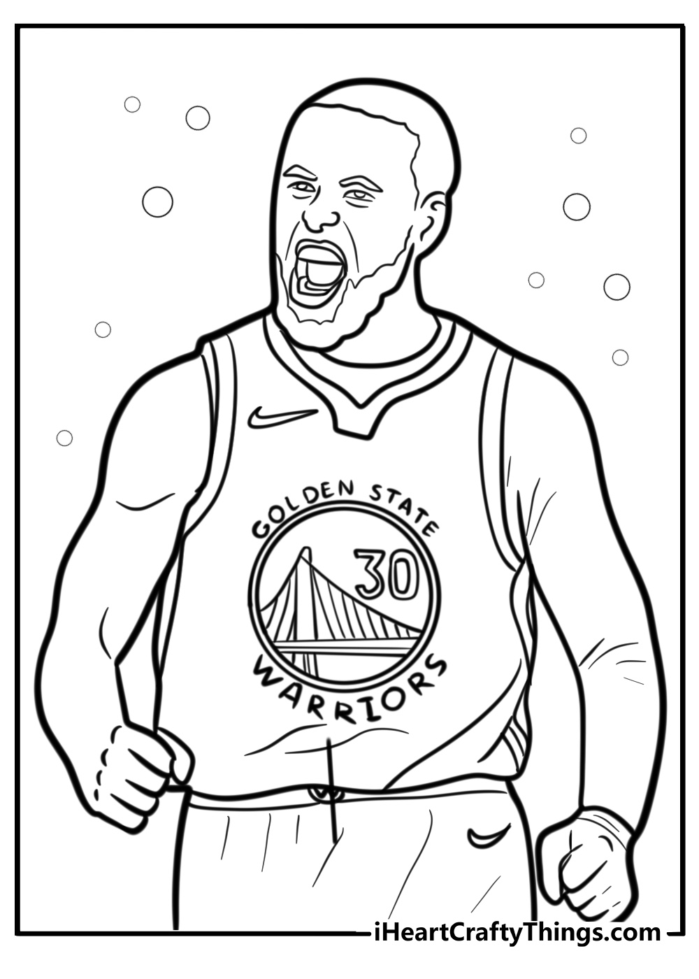 Steph curry celebrating a victory fun printable coloring sheet