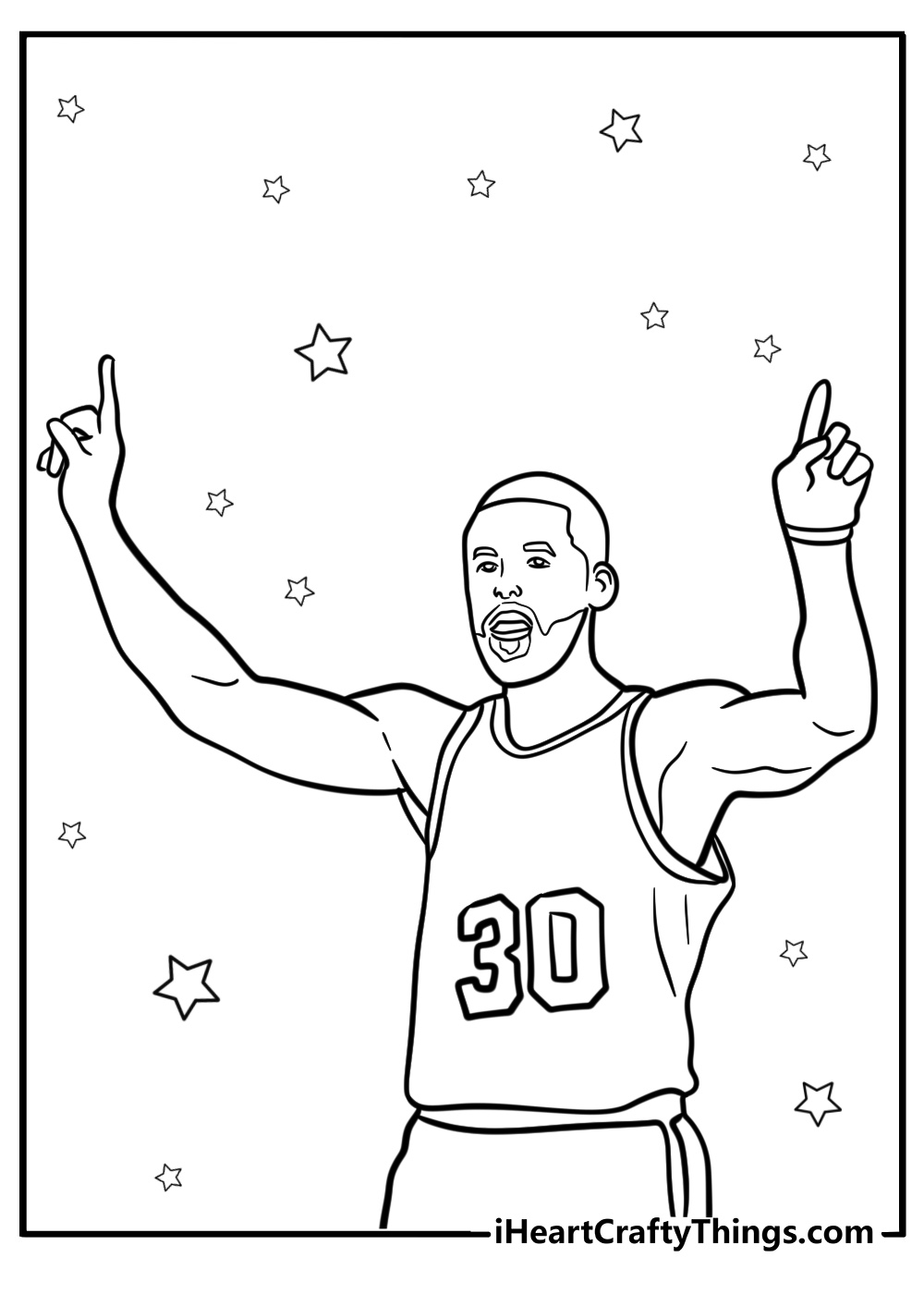 Steph curry celebrating after a win coloring page for kids