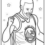 Steph curry celebrating with a fist pump free printable coloring page