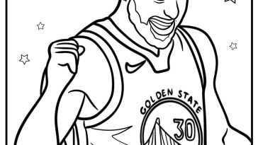 Steph curry celebrating with a fist pump free printable coloring page