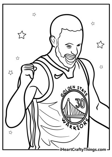 Steph curry celebrating with a fist pump free printable coloring page