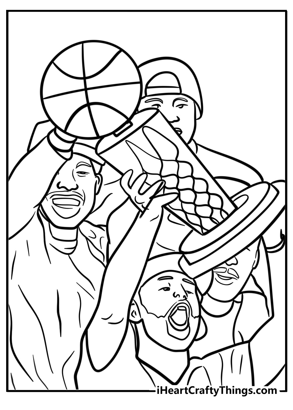 Steph curry cheering with teammates free coloring page pdf