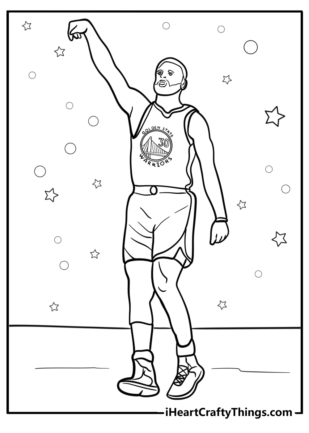 Steph curry during a game winning shot printable coloring page