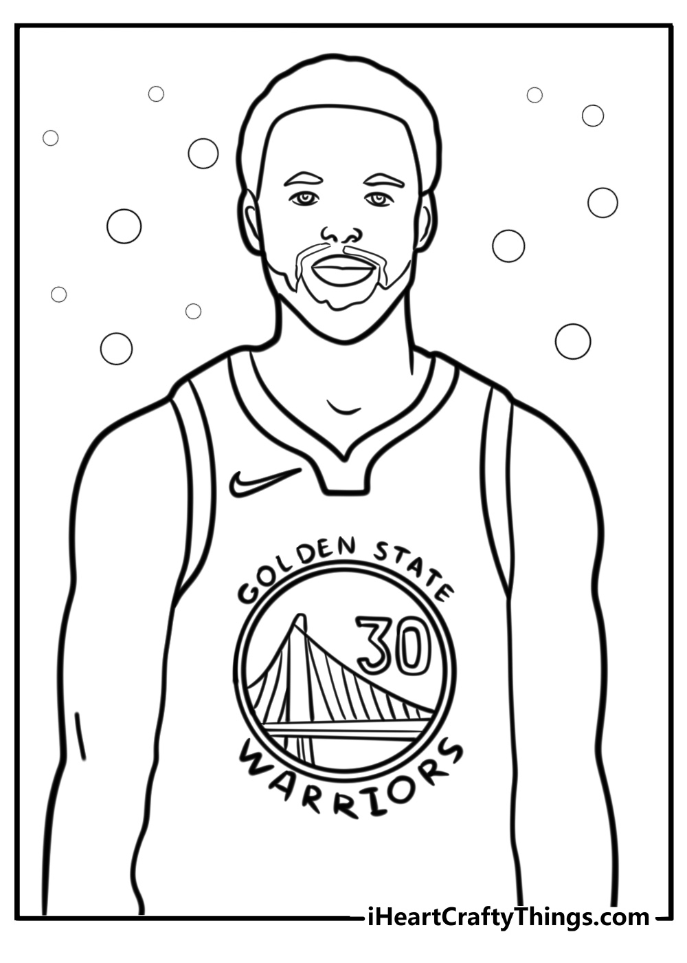 Steph curry in golden stat warriors jersey free coloring page pdf