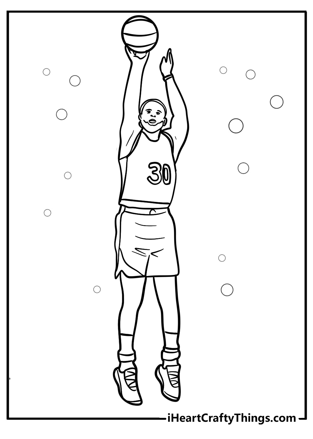 Steph curry making a jump shot detailed coloring sheet